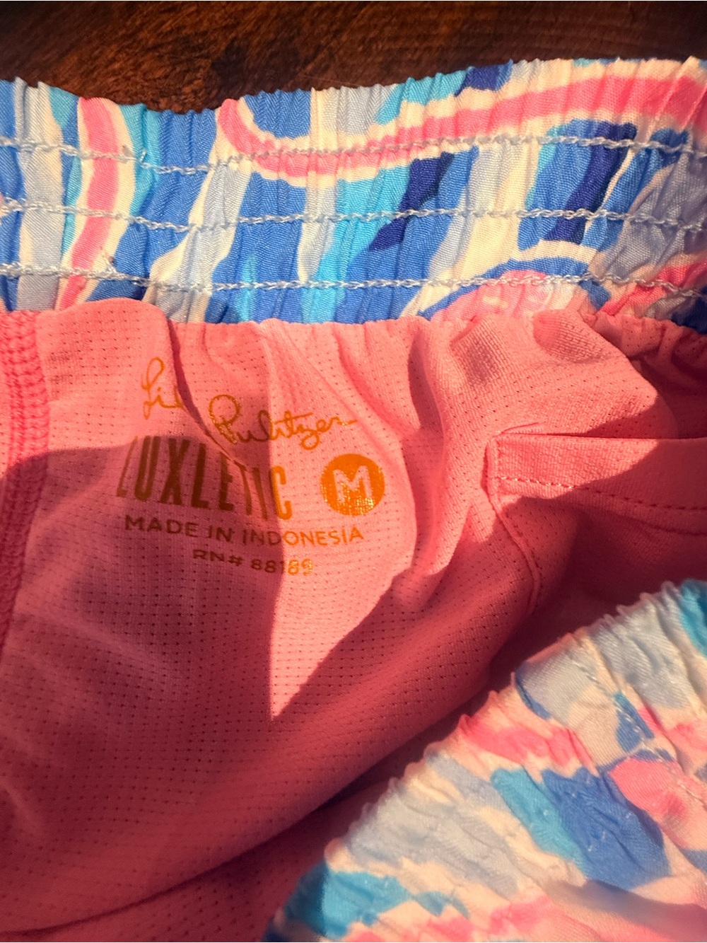 Lilly Pulitzer Pink and Blue Print Athletic Shorts - Picture 3 of 3